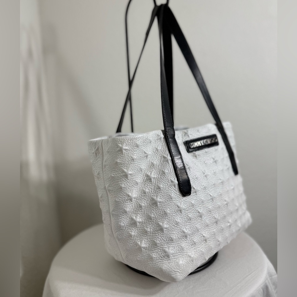 Jimmy Choo White Leather embossed Star Tote - Picture 3 of 12